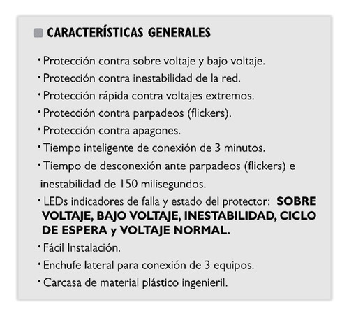 Protector De Volaje Exceline Para Equipo Electrónicos 120vac