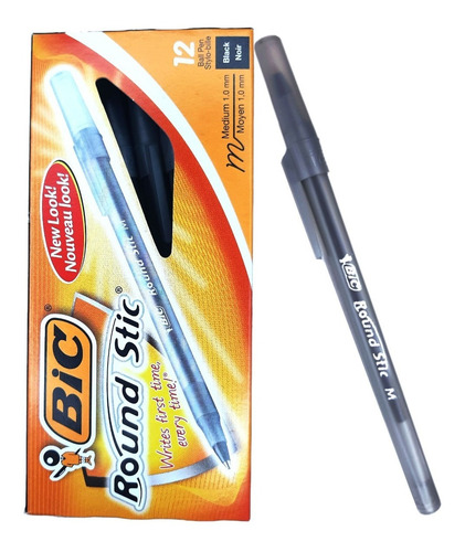Imagen 1 de 7 de Lapicera Bolígrafo Bic Rondo Round Stic Negro Caja X12