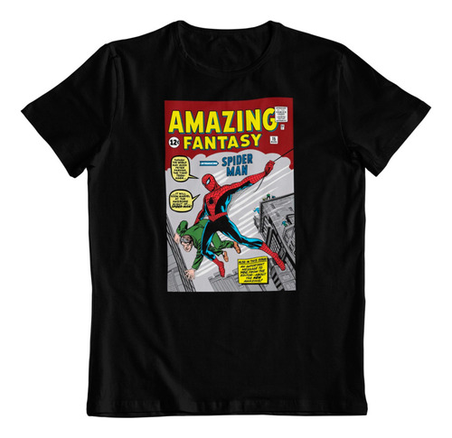 Polera Algodon Estampada Dtf Marvel Comics Spiderman Fantasy