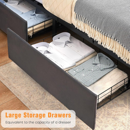 Bed Frame Idealhouse King Size C/ Cabecera Alta Grey