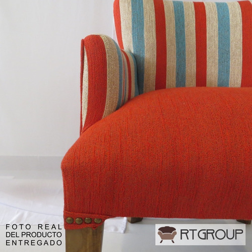 Imagen 5 de 10 de Sillon Matero Poltrona Apoyabrazos Chenille Cian Pimenton