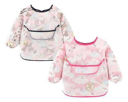Set De 2 Baberos Impermeable Para Bebe Niño Preescolar