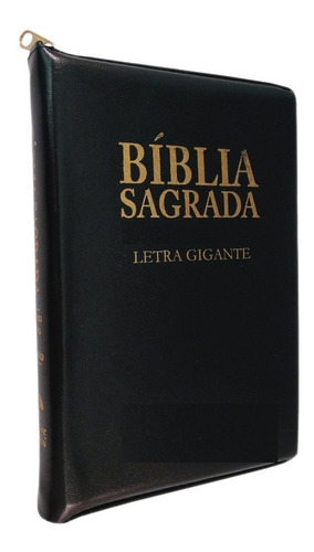 Biblia Evangelica Preta Masculina Ziper Letra Grande Cristã