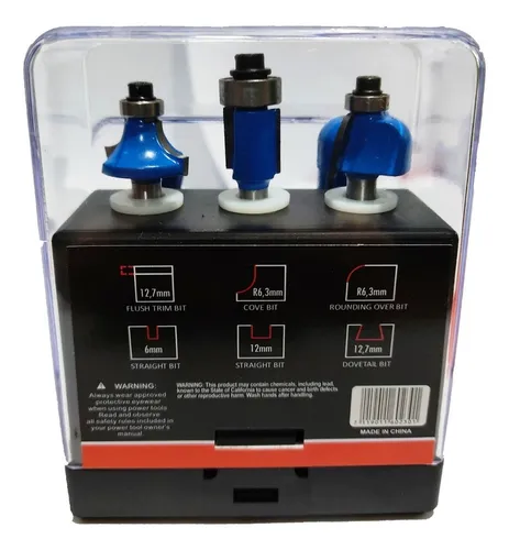 Juego Set De Fresas Kit Router Para Madera 6 Pz 1/4 Guiller