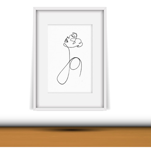 Cuadro Decorativo De Una Sola Línea, Mujer Perfil Blanco