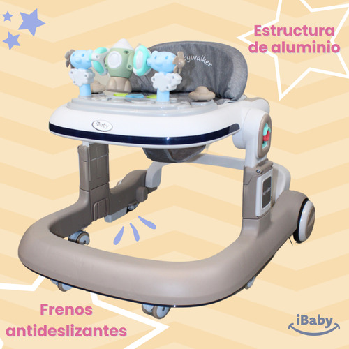 Andadera Caminadora Ibaby Nave Espacial 2en 1 Luces Y Sonido Caqui
