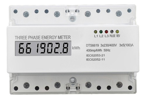 Contador De Energía Trifásico Carril Din 230v 400v 5 A 100 A