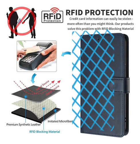 Funda Tipo Cartera Multifuncional De La Serie Blu View/c/g/ Bold Con Cordón Para Tarjetas, Ranuras Para Efectivo, Protección Rfid