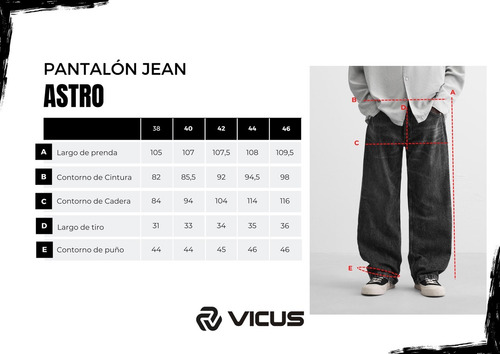 Pantalon Jean Vicus Astro Negro Negro Liso 44