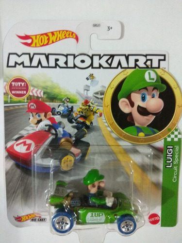 Hot Wheels Mario Kart Luigi Circuit Special 1UP Racer Vehicle 