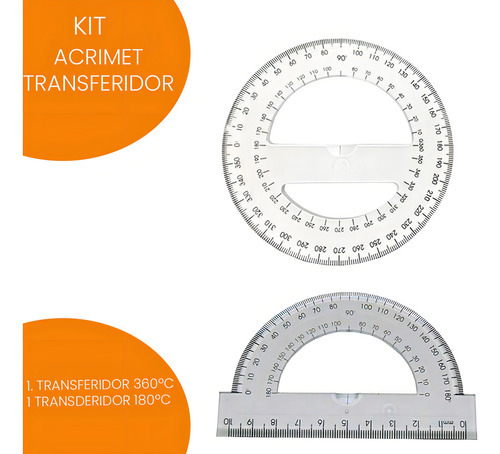 Kit Acrimet Transferidor 180ºc Tranferidor 360ºc