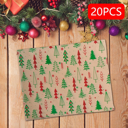 20 Piezas De Papel De Regalo De Navidad, Árbol De Navidad