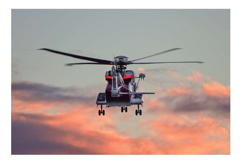 Vinilo 40x60cm Helicóptero Turístico Sobre Ciudad P5