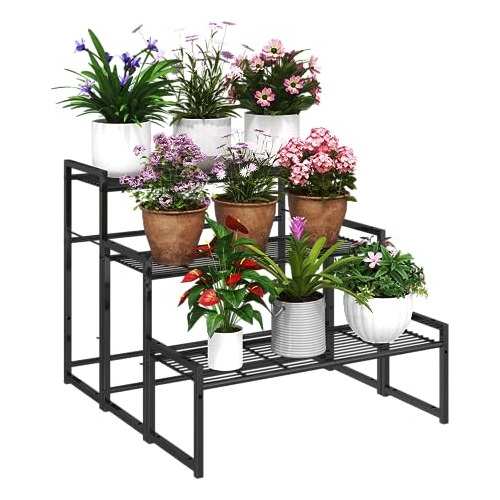 Soporte De Plantas Apilable, Soporte De Metal De 3 Nive...