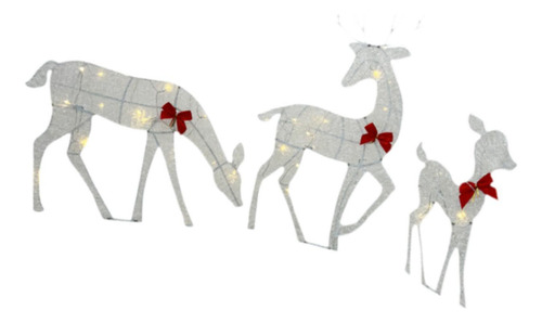 Decoraciones Navideñas, Familia De Ciervos Iluminada Para