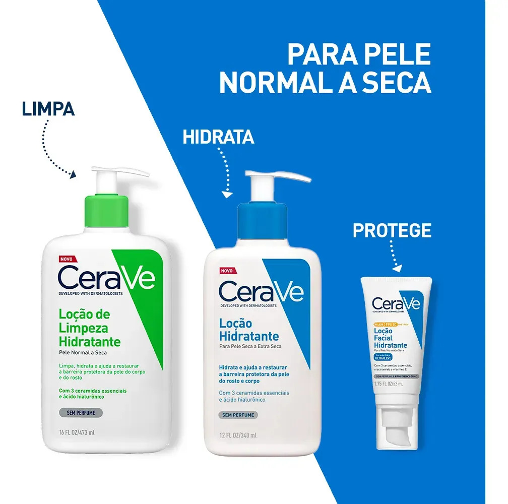 Loção Hidratante Corporal Sem Perfume, com Ceramidas Essenciais e Ácido Hialurônico, Textura Fluida CeraVe 473ml