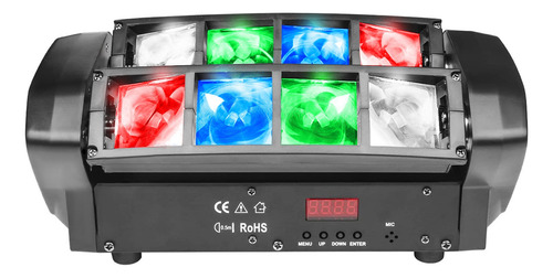 Kit 6 Mini Moving Spider Beam 8 Leds Osram Rgbw 5w Strobo