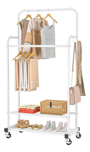 Rack De Ropa Doble Portátil Con 4 Ganchos Organizador