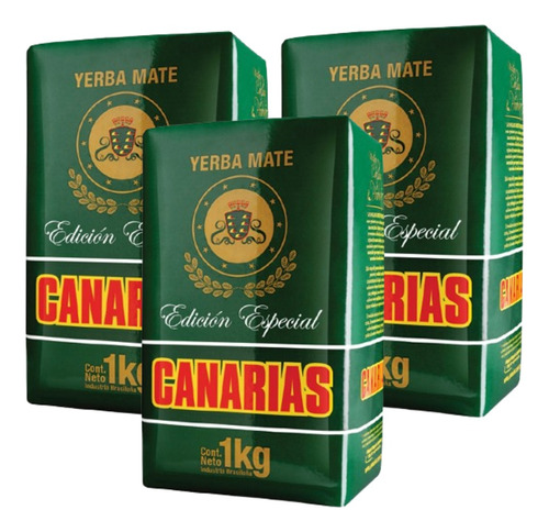 Yerba Mate Canarias Edición Especial 1 Kg Pack X3 U Brasil