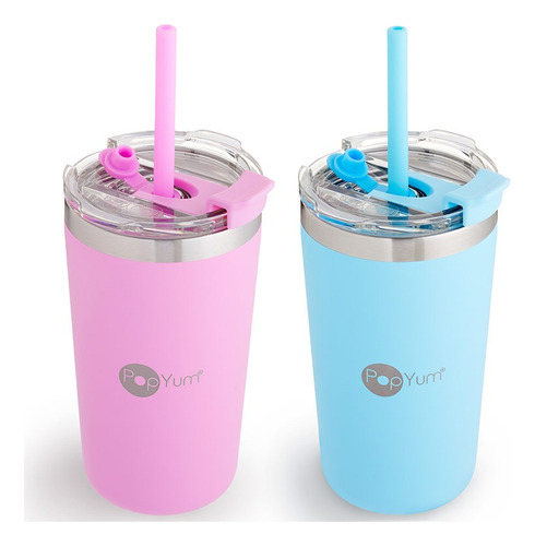 Set 2 Vasos Térmicos Para Niños Popyum 13oz Antiderrame