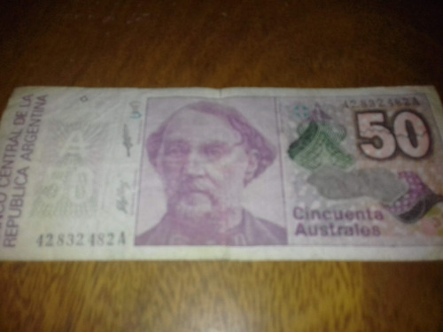 Billete De Cincuenta Australes ,serie 42832482 A ,buen Estad