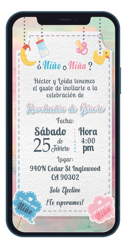 Invitación Digital Revelación De Genero