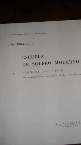 Escuela De Solfeo Moderno Jose Rodoreda Serie 7.11