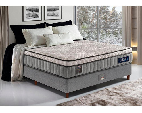 Cama Box Casal Colchão Euro Pillow + Box 138x188x70 Molas Ensacadas Cama inBox Frost ThermoGel