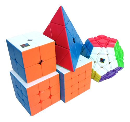 Paquete 5 Cubos Moyu 2x2 + 3x3 + 4x4 + Pyra + Megaminx