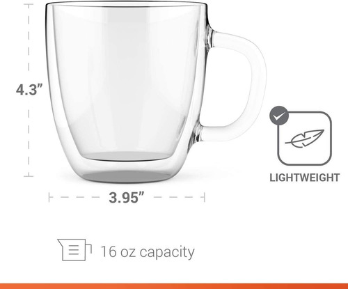 Tazas De Café Grandes De Doble Pared 16 Oz - Juego De 2 T...