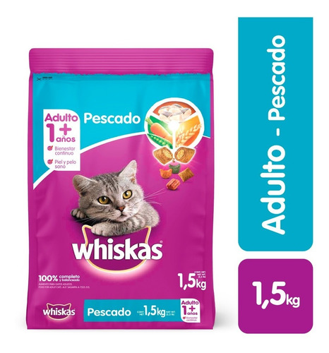 Comida Para Gatos Whiskas Adulto Pescado X 1,5 Kg