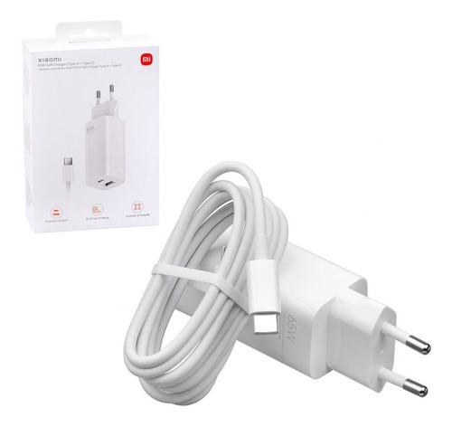 Fonte Xiaomi Gan Charger 65w Bivolt + Cabo Usb-c Ad652geu