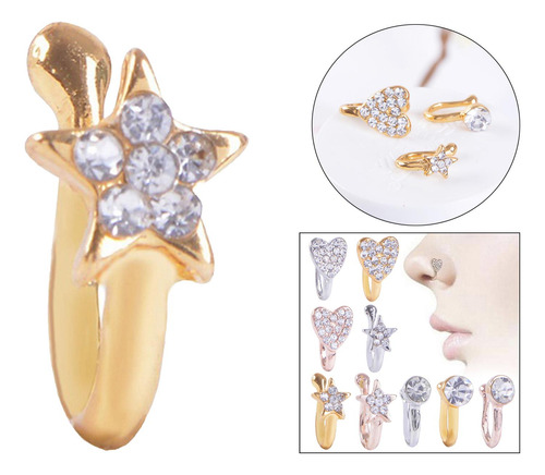 2 Encanto De Moda Anillo De Nariz De Cristal No Estrella De