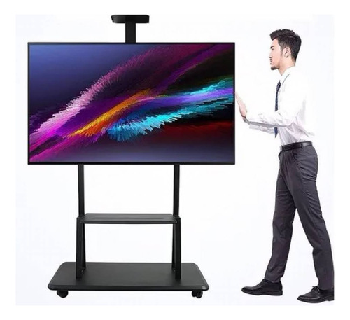 Imagen 3 de 10 de Soporte Tv Movil Pie Ruedas De 32 A 70 C/ Mesa Apoyo Backup