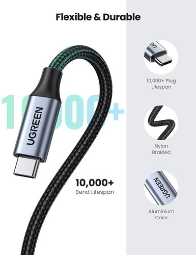 Cable Extensión Tipo C 3.1 / 1metro Gen 2 Thunderbolt 3 Black