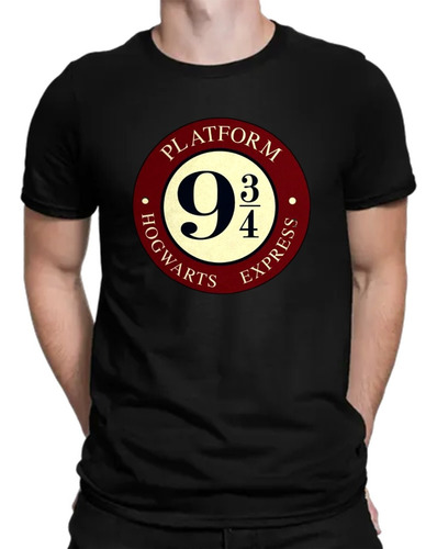 Expreso Hogwarts Camiseta Negra Algodon Hombre Manga Corta