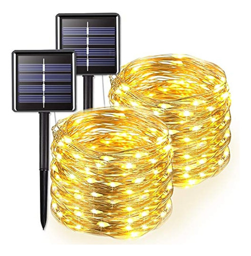 Jmexsuss 2 Unidades 66 Pies 200 Led Luces De Cadena Solares 