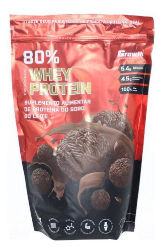 Whey Protein Concentrado Growth 1k Proteina Sabor Brigadeiro