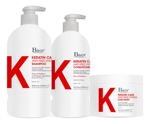 Baor K Keratine Care Shampoo+acondicionador+mascarilla