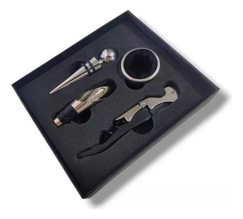 Set De Accesorios Para Vino 4 Piezas En Caja Ideal Regalo