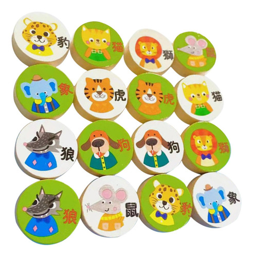 2 X 16 Piezas De Ajedrez De Animales Para Juegos Familiares