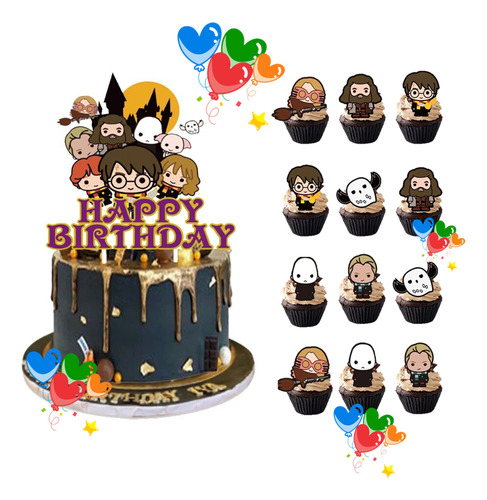 13 Toppers Torta Cupcakes Harry Potter Cotillon Cumpleaños