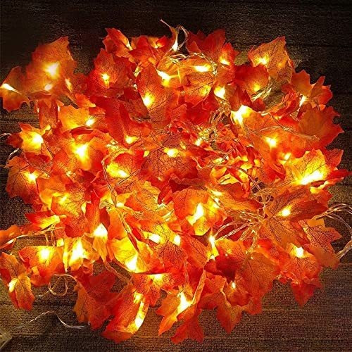 5 Pack Maple Leaves Fall Garland Lights,fall Decor 50 L5y6v