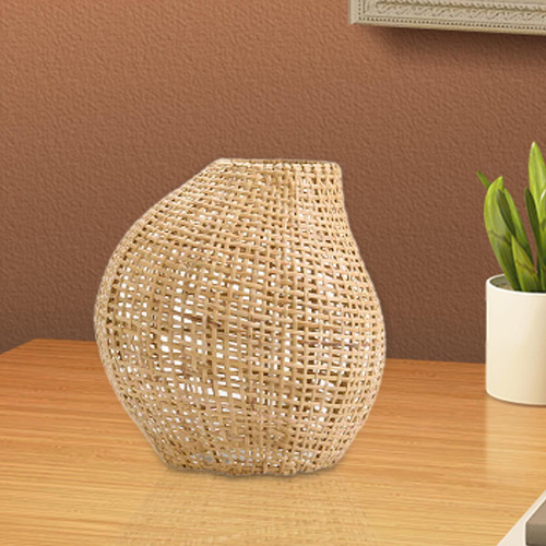 Abajur De Mesa De Bambu Tecido À Mão, Não Inclui S