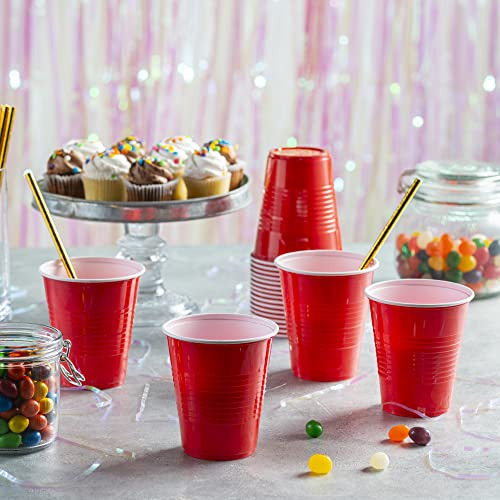 Disposable Party Plastic Cups Red Drinking Cups (12 Oz....