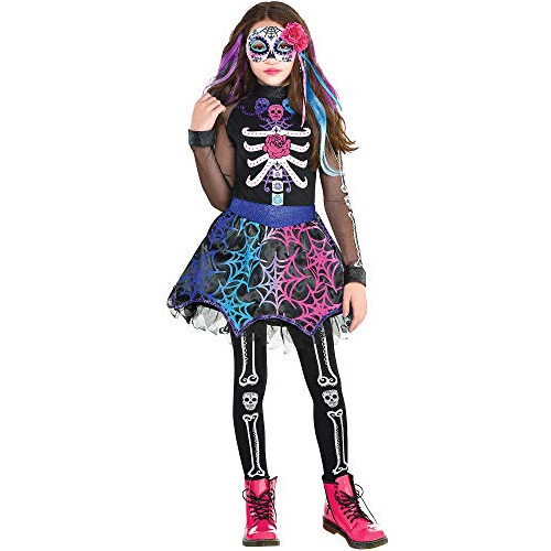 Girls Day Of The Dead Costume, Xl (14-16)- 3 Pcs., Mult...