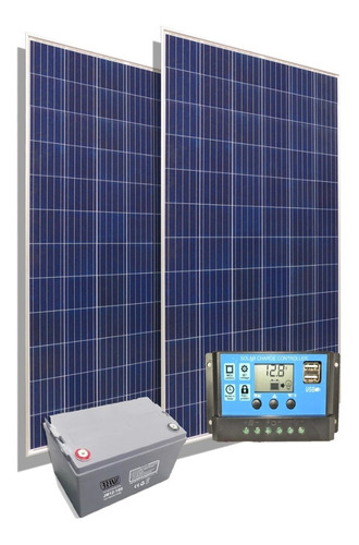 Kit Solar 2 Paneles 100w + Regulador 20a + Bateria 100ah Cb5