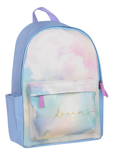  Mochila Escolar Urbano Pastel Eco Cuero Nubes Sueños Brw 