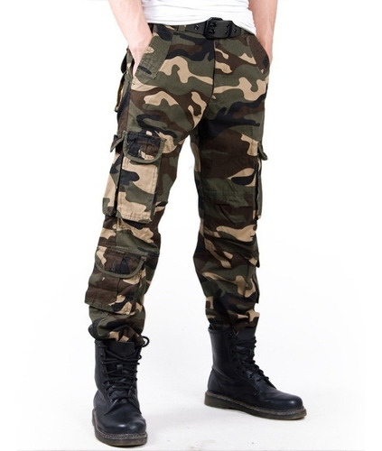 Pantalones Cargo Militares Con Estampado De Camuflaje De Mod