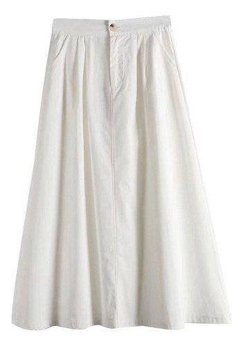 Falda Elegante Mujer Moda Casual Color Sólido Con Bolsillos